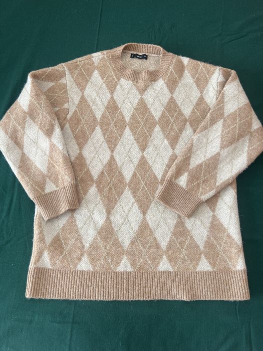 Pulover in romburi cu fir auriu inserat, elegant, de efect de la Mango, M