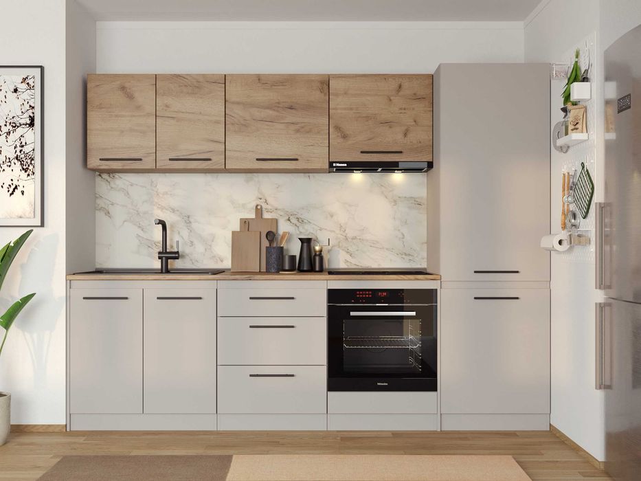 Set Mobila Bucatarie Linea 260 Casmir / Stejar C12 - Transport Gratuit