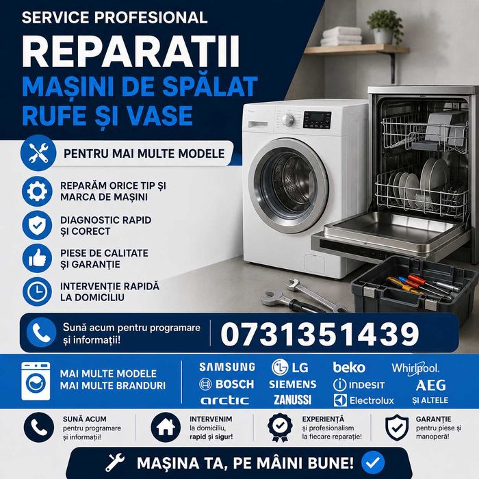 Reparații mașini de spălat rufe/vase