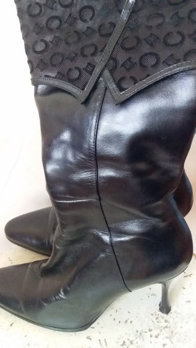 Сапоги черные кожаные новые