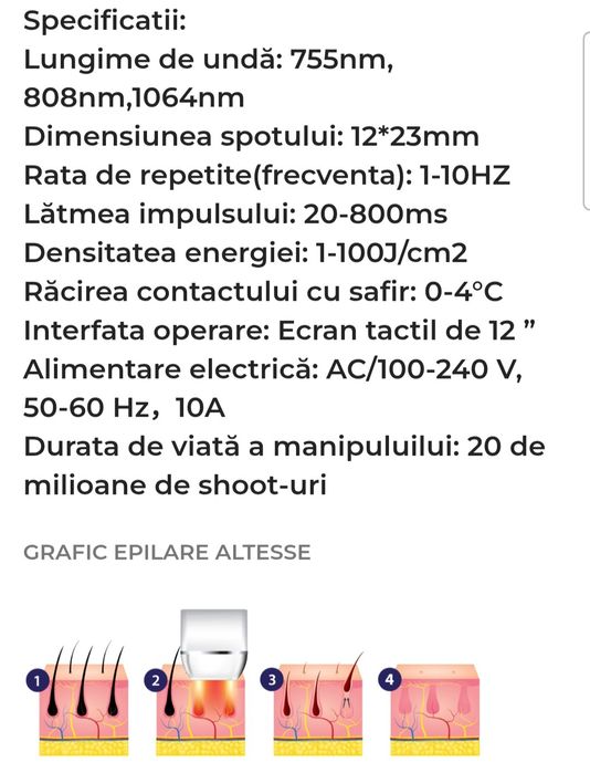 Epilator laser Altesse - Rowe - posibilitate rate , pret cu TVA