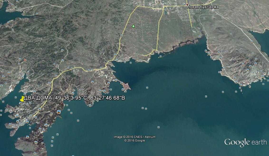 Бухтарминское водохранилище на карте