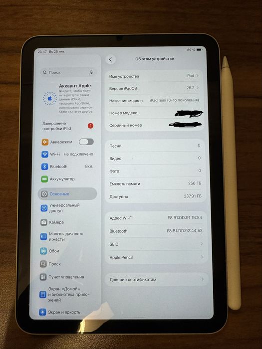 Apple Ipad mini 6 256gb + apple pancil
