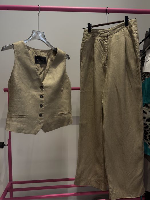 Zara Massimo лён рубашки платья