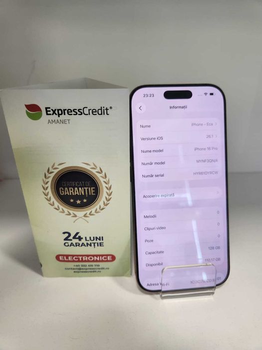 Iphone 16 Pro 128 gb   (Ag8 Tudor1/B74609) – Garantie 2 Ani!