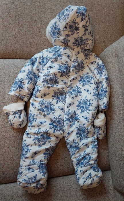 Combinezon Babaluno 3-6 luni fetite bebelusi salopeta blanita flori