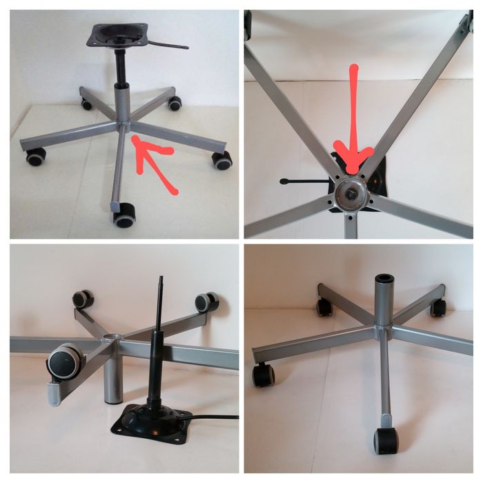 Stea+cilindru piston/telescop+manere+rotile scaun birou