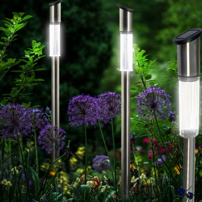 Комплект от 3 броя Led соларни лампи XL 57см - неръждаема стомана.