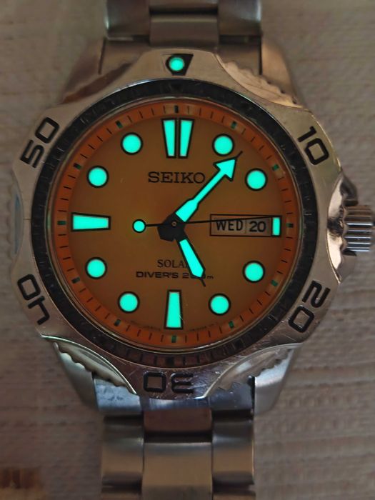Супер Рядък Модел на SEIKO SOLAR DIVER'S V158 OAEO Оранжев Циферблат