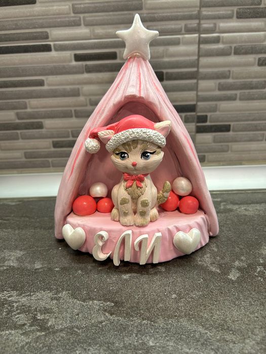 Детска коледна лампа с коте