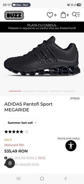 ADIDAS MEGARIDE 42.5(27CM) noi in cutie *puma*nike*reebok