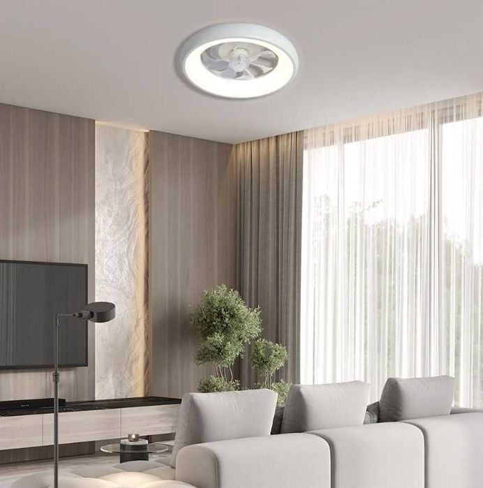 Мощен голям LED плафон с вентилатор, дистанционно и релулиране