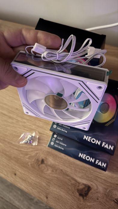 Set 3 Ventilatoare 120 mm Acegeek Neon ARGB, PWM, Infinity Mirror, White
