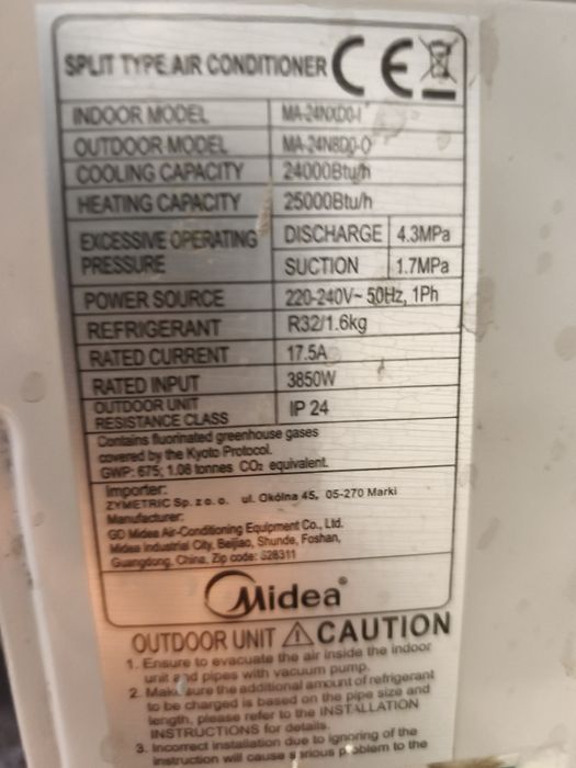 Aparat aer condiționat Midea 24000 btu