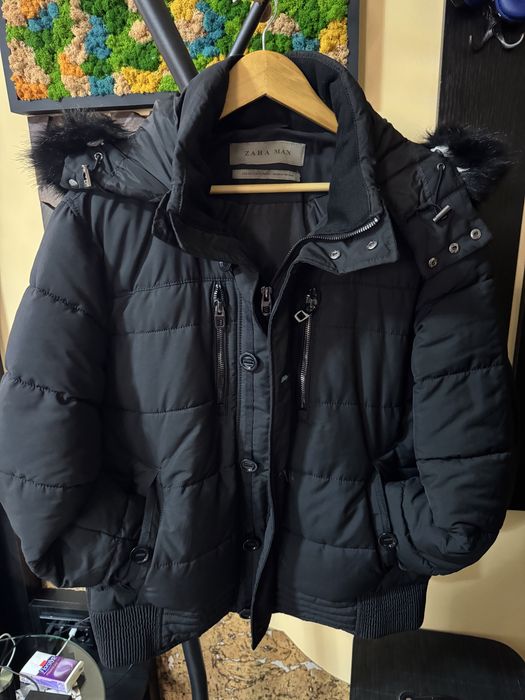 ZARA Men Black Jacket Fur Edition