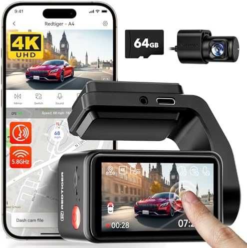 Нова Автомобилна камера 4K UHD с GPS паркинг режим и тъчскрийн за кола