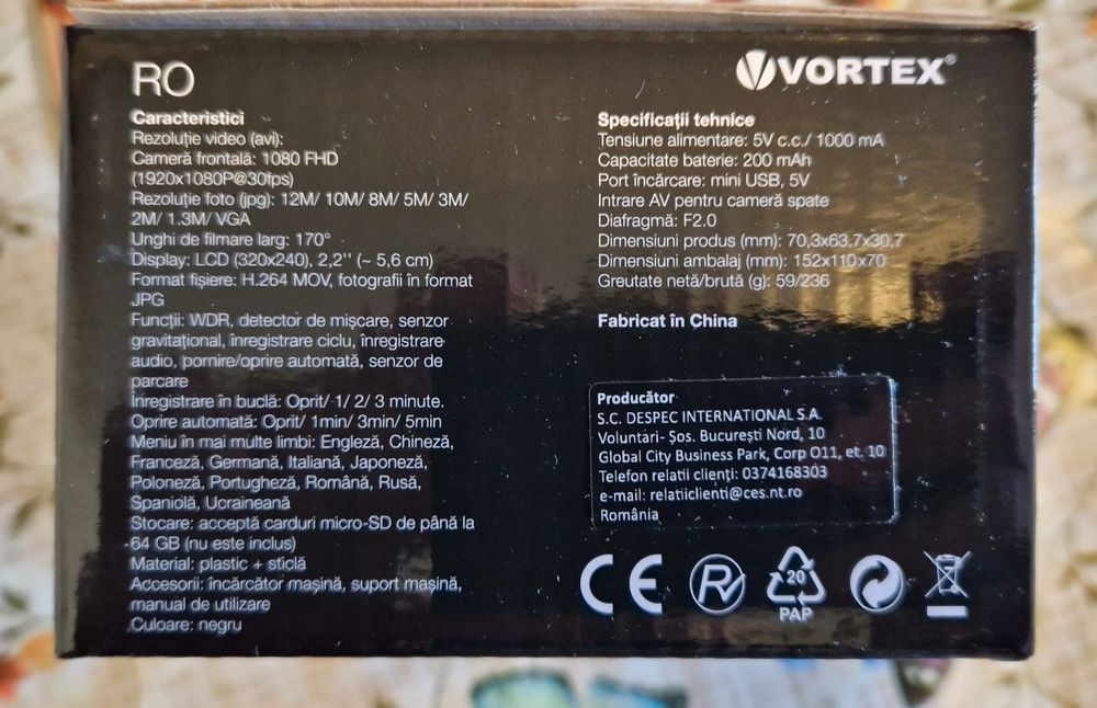 Camera auto DVR VORTEX VO2108