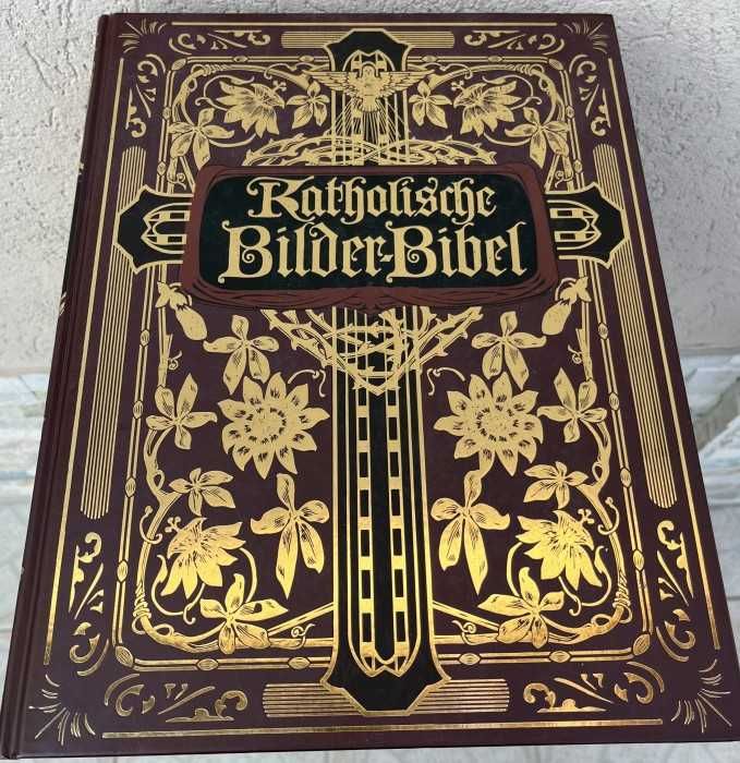 Deosebita Biblie catolica-coperta piele-litere aur coloidal-Austria
