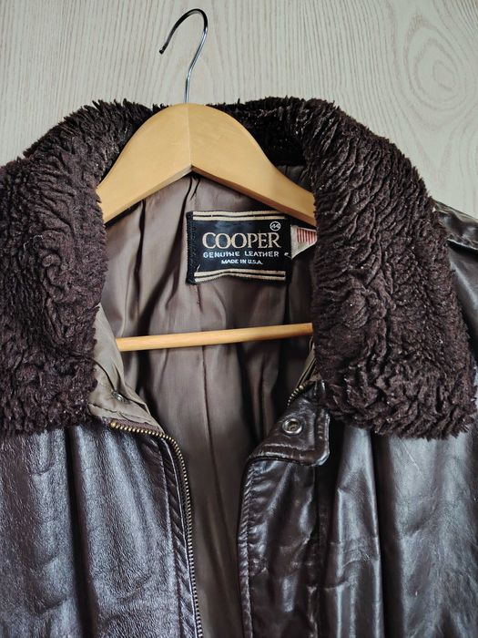 VINTAGE Cooper Leather Bomber A-2 Jacket 38R Sherpa Lined Brown