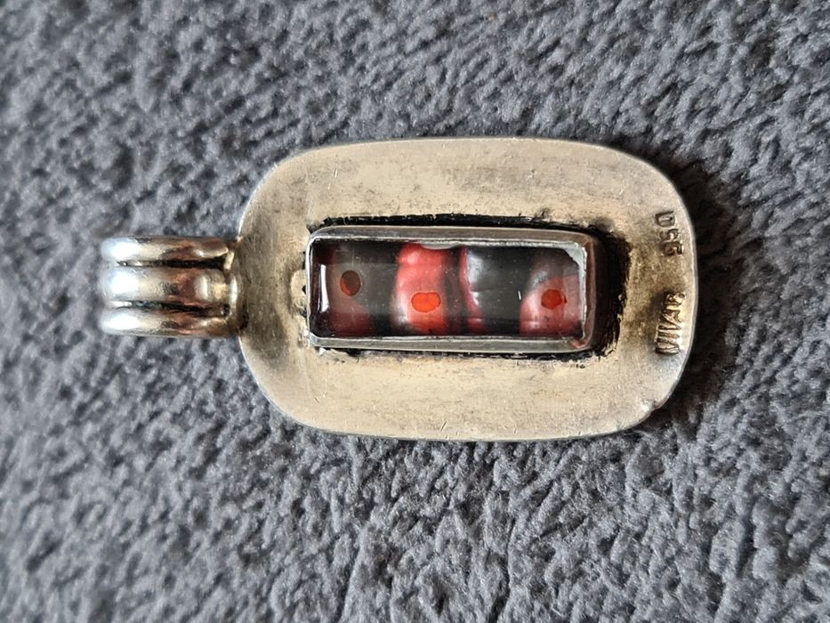 Pandantiv argint 950 masiv Mexico,jasp rosu,onix negru,deosebit