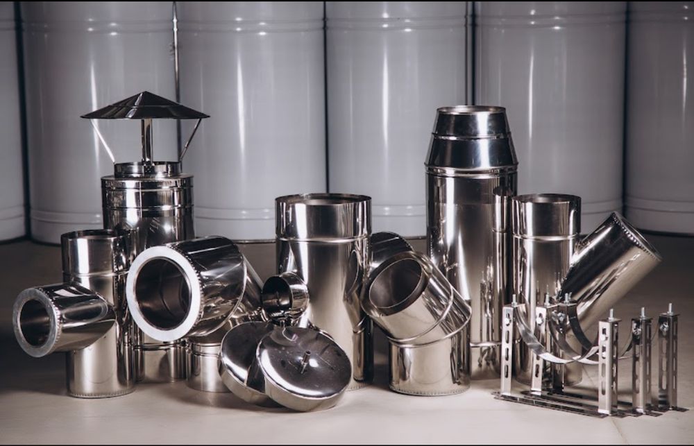 Horn Coș de fum dublu izolat de inox tabla 1mm.
