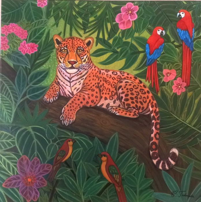 Tablou pictat manual pe pânză  JUNGJA, 50x50cm