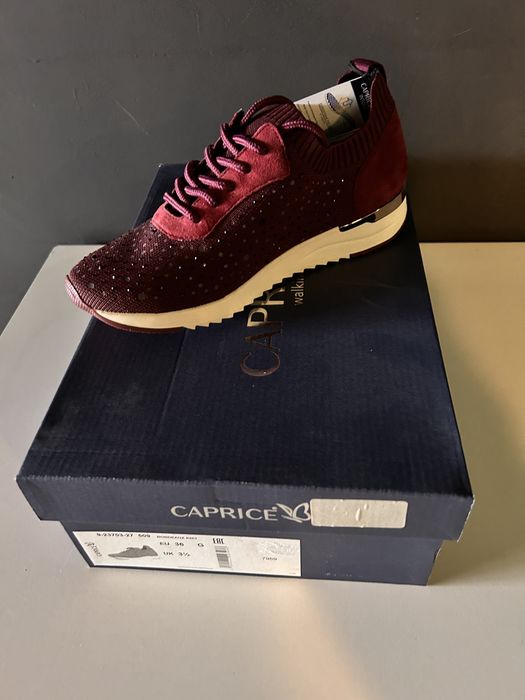 Sneakers piele damă CAPRICE cu strasuri • Mărimea 36 • Noi în cutie