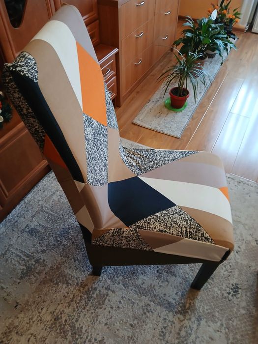 Scaune living culoare maro 4 bucăți  ,două rânduri de huse