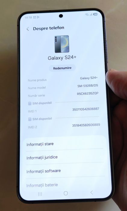 SAMSUNG S24 Plus 5G Graphite Duos 12/256 GB ca nou !