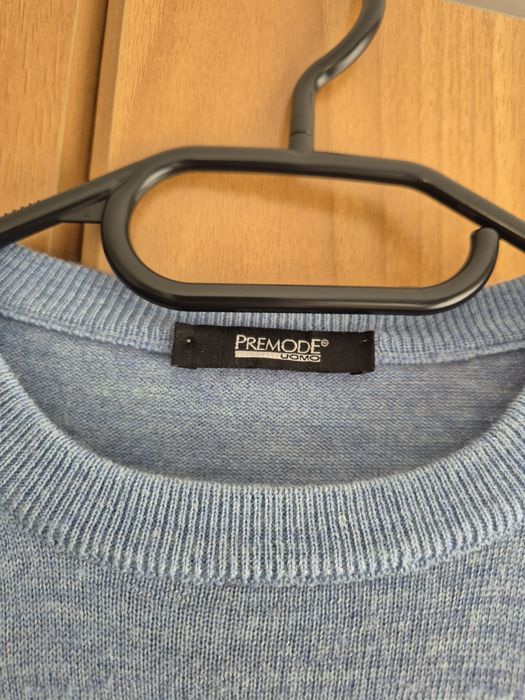 Pulover din lana merino, albastru deschis, pentru barbati, S/M, nou