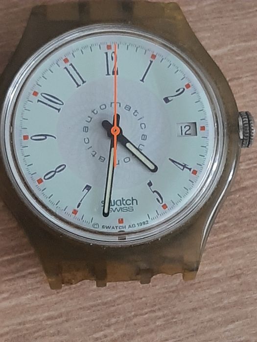 Ceas Vintage Swatch Automatic "Brick-Ett" (SAN400) - Colectia 1992, 23 Rubine, perfect funcțional cu data