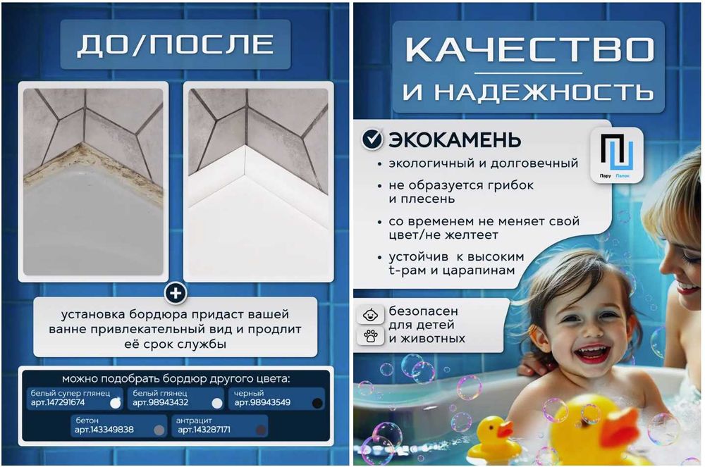 Пристеночные бордюры для ванны