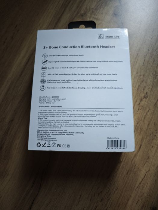 Bluetooth слушалки с костна проводимост S+ Bone Conduction Headset M2