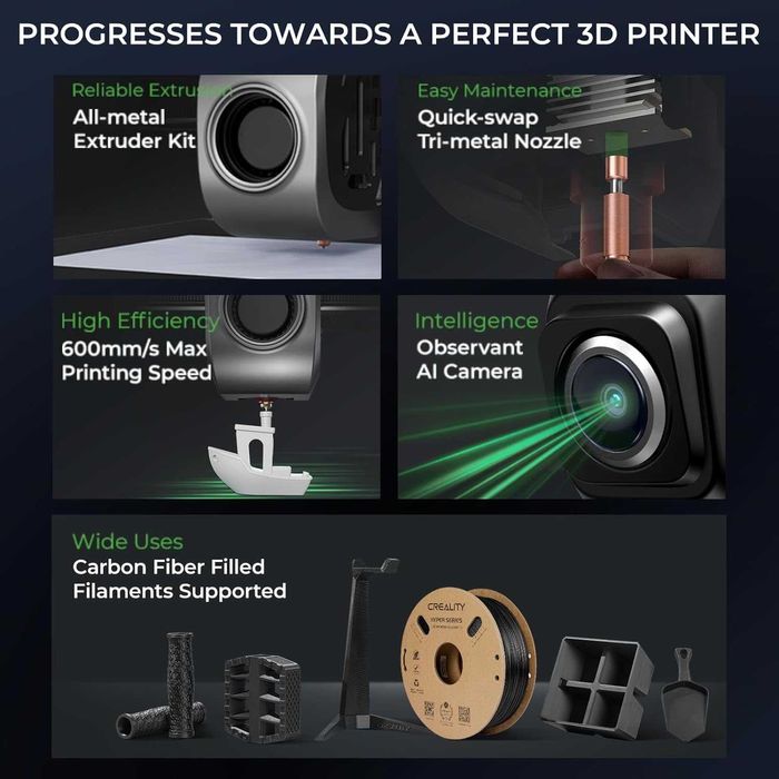 3D printer Creality K1C 22x22x25 sm (1 yil Кafolat, Bepul o‘qitish)