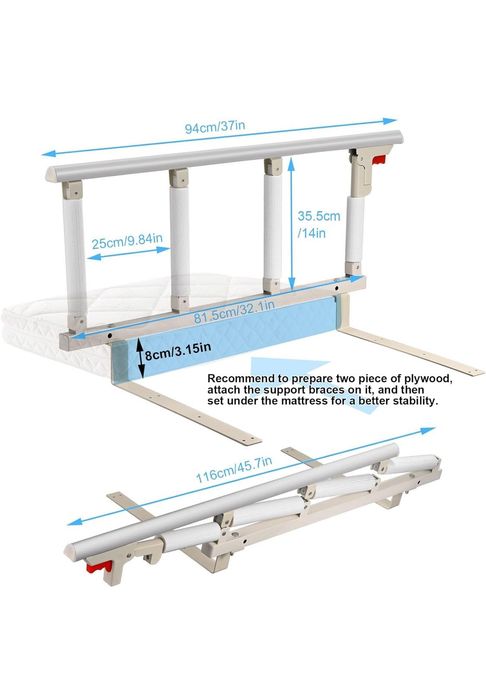 Сгъваема защитна преграда за легло за възрастни хора 97/40 см