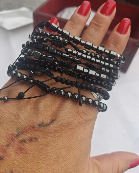 set de 3 bratari pe snur din argint si pietre naturale