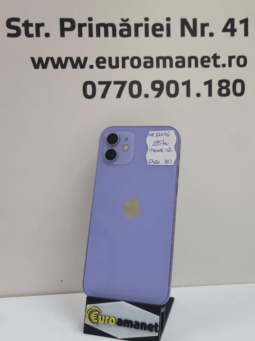 Telefon mobil Apple iPhone 12, 64GB, 5G, Purple, 79% Baterie -P-