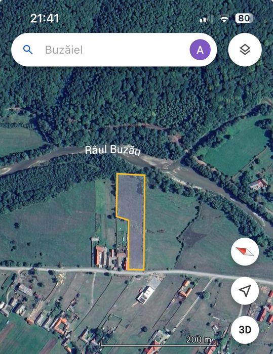 Teren intravilan cu râu  Vama Buzǎului 6070mp