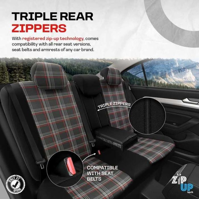 К-т Луксозна Тапицерия Automat-OTOM, Черна с червен шев, GTI SPORTS