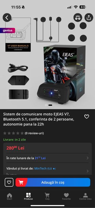 Sistem interfon wirelles pentru casca de moto/snowboard