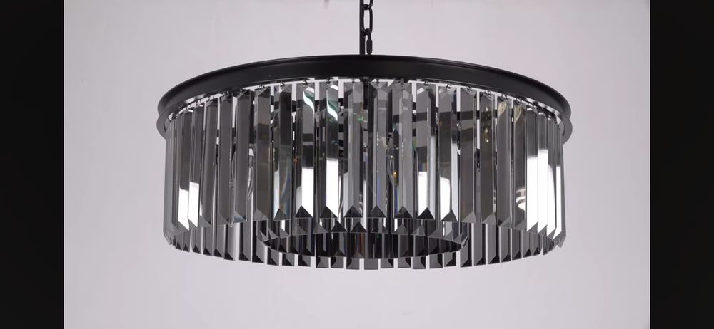 Уникален кристален полилеи с метална рамка и висящи кристали