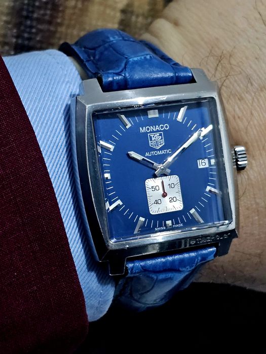 Ceas Tag Heuer Monaco blue Dial Steve McQueen nu tudor breitling omega