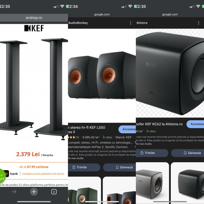 BOXE active/Sistem stereo hi-fi KEF LS50 Wireless II + standuri KEF S2