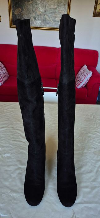 Cizme damă Alesya peste genunchi, piele naturală, negre, mărimea 40, noi în cutie