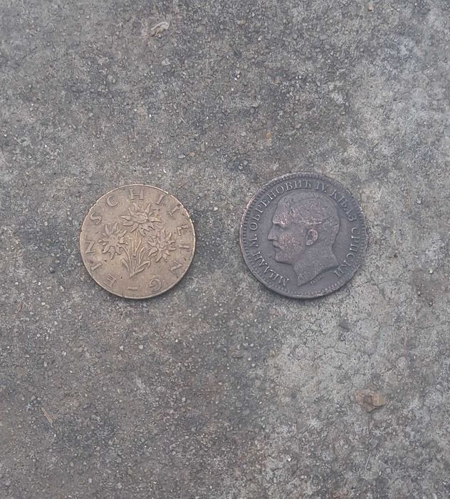 MONEDE VECHI GASITE  1 SCHILLING 1962 SI 5 PARA SERBIA 1879 cum sunt in fotografii