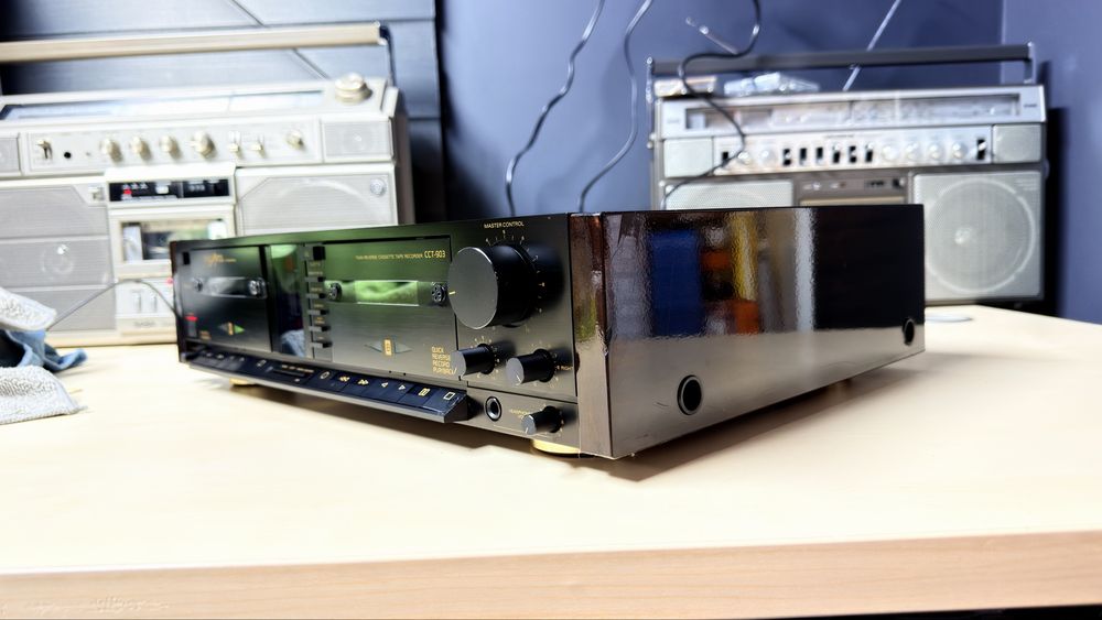 Deck Dublu High-End Grundig Fine Arts CCT-903 • Laterale Originale din Lemn-Se Vinde ca Defect-Panou Frontal și Role Presoare în Stare foarte bună!