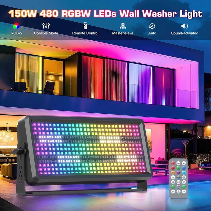 Proiector LED RGBW 150W Wall Washer DMX cu telecomanda