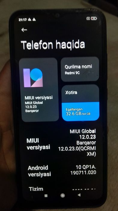 Redmi 9C 64gb yaxshi holotda.