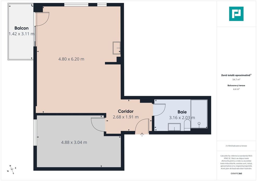 Apartament 2 camere, 55 mp, Tipografilor