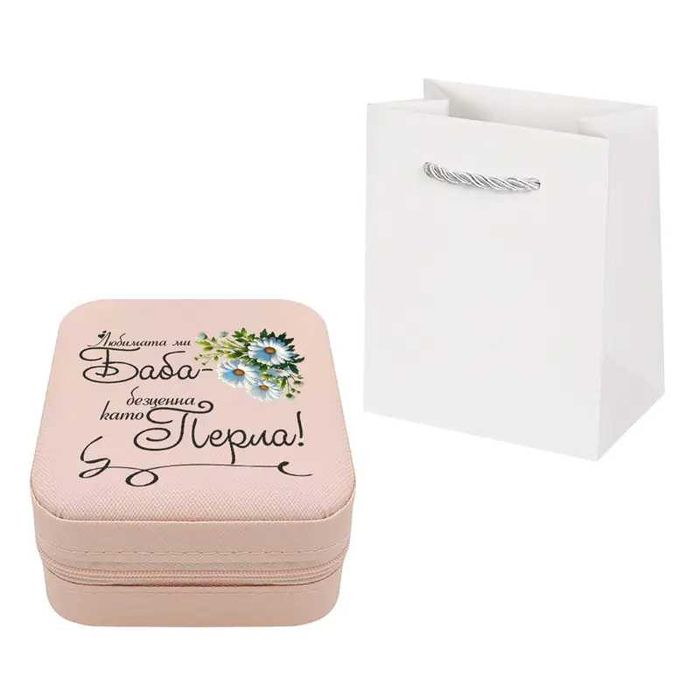 Бижутерка с послание и перла в мида /еко кожа/